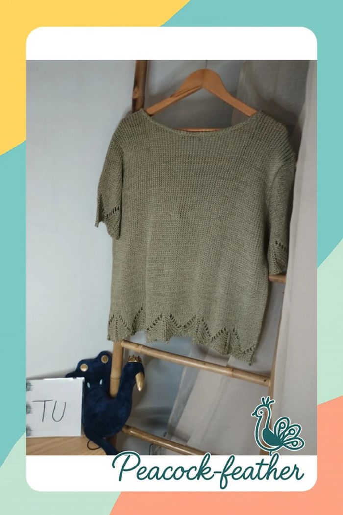 Pull vert mailles passionelle TU - photo numéro 7