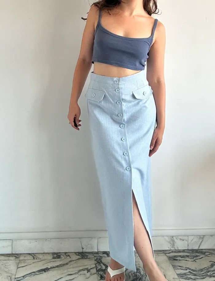 Jupe longue bleue vintage y2k années 90 taille S - photo numéro 10