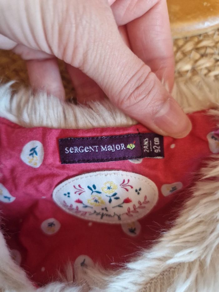 Gilet sans manche fausse fourrure beige fille sergent major 2 ans 92cm - photo numéro 5