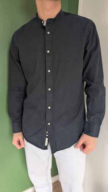 Chemise Noire Col Mao Zara Man Relaxed Fit