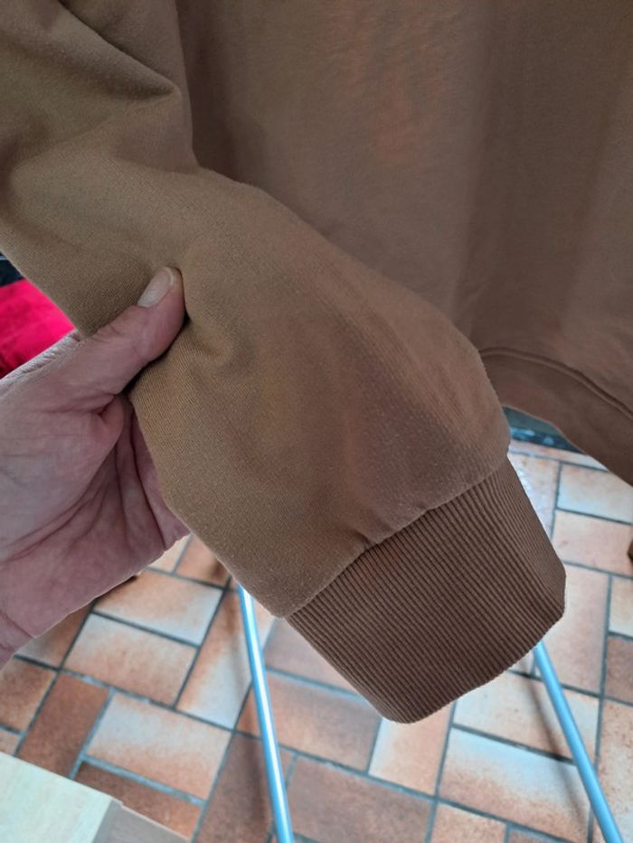 Veste mixte sweat à capuche sport ou citadine marron clair et blanche - Obscuros - T38/40 - photo numéro 8