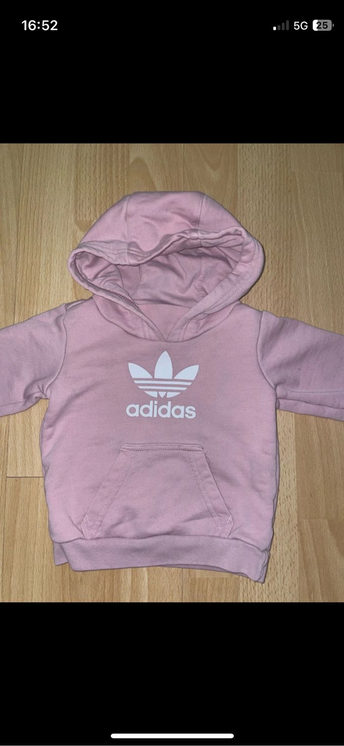 Sweat Adidas à capuche rose : 3/6 mois