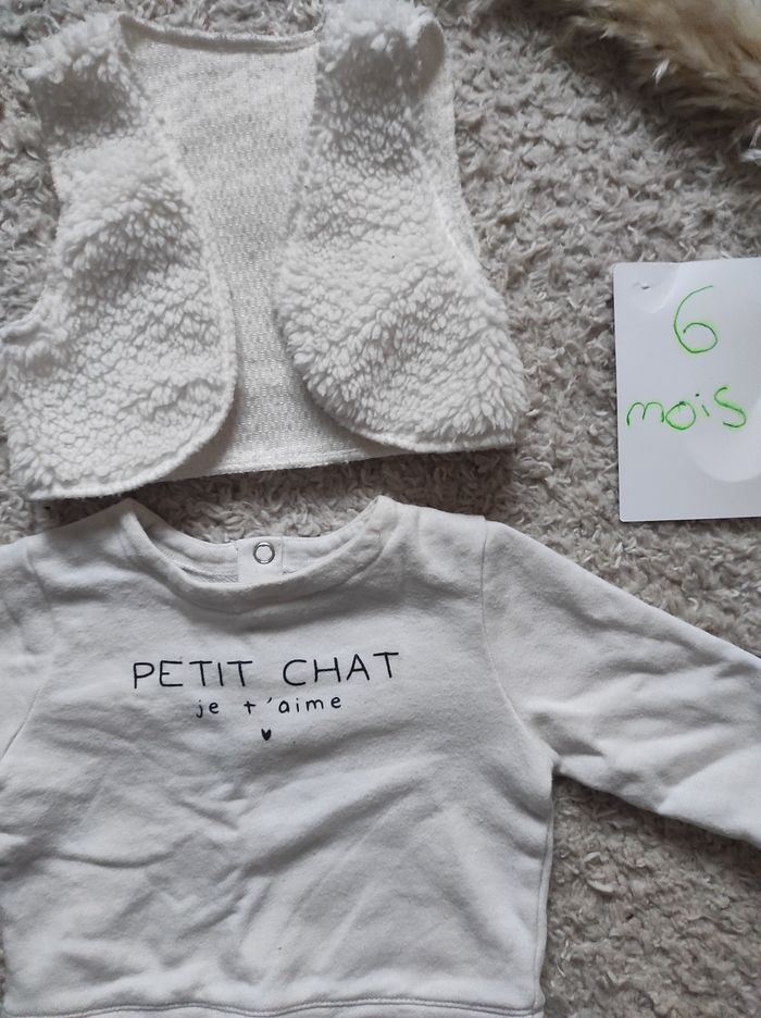 Lot 1 pull et 1 veste sans manches 6 mois - photo numéro 2