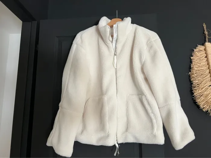 Veste en moumoute beige pour femme S