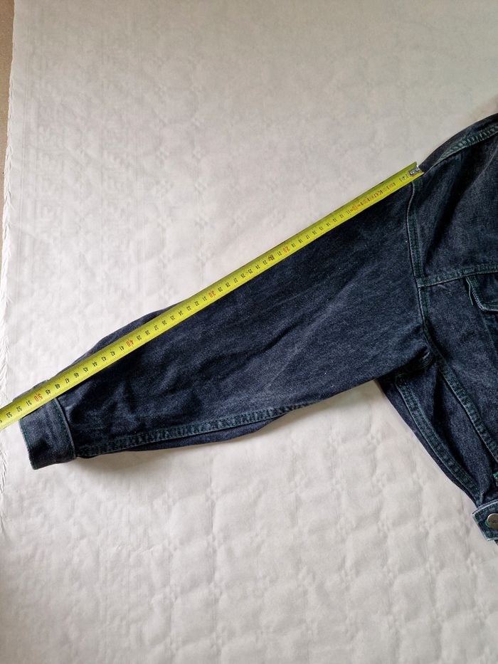 Veste en jeans  , femme , vintage , motif Aigle USA  , broderie , taille L - photo numéro 6