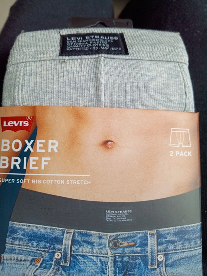 Boxers LEVIS en coton côtelé taille S coloris noir et gris - photo numéro 2