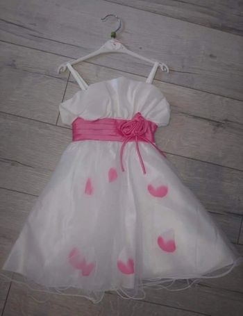 Robe de cérémonie Blanche et Fuchsia 2 Ans