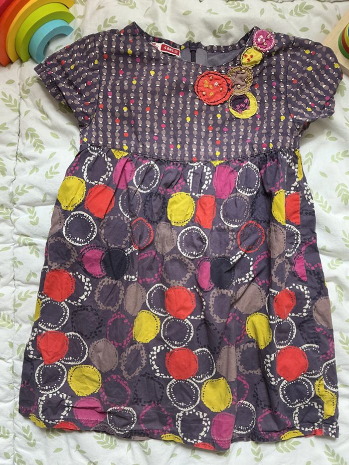 robe violet motifs multicolore du pareil au même 4 ans manches courtes - photo numéro 3