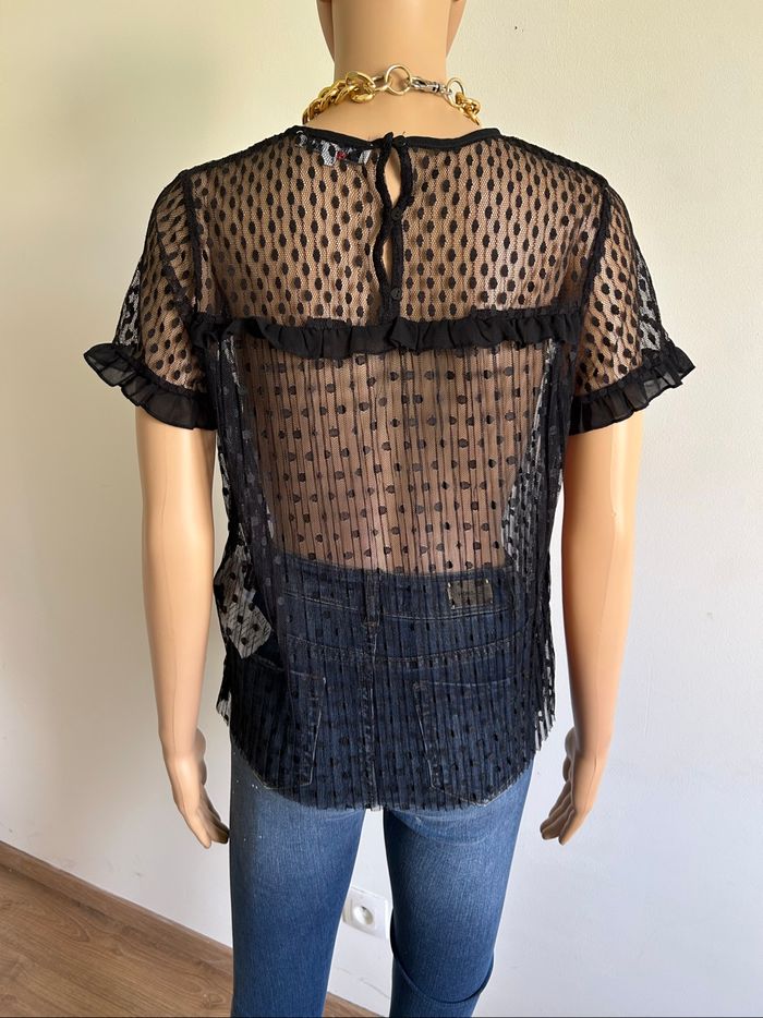 Blouse noire transparente en plumetis Morgan taille XS jamais portée - photo numéro 5