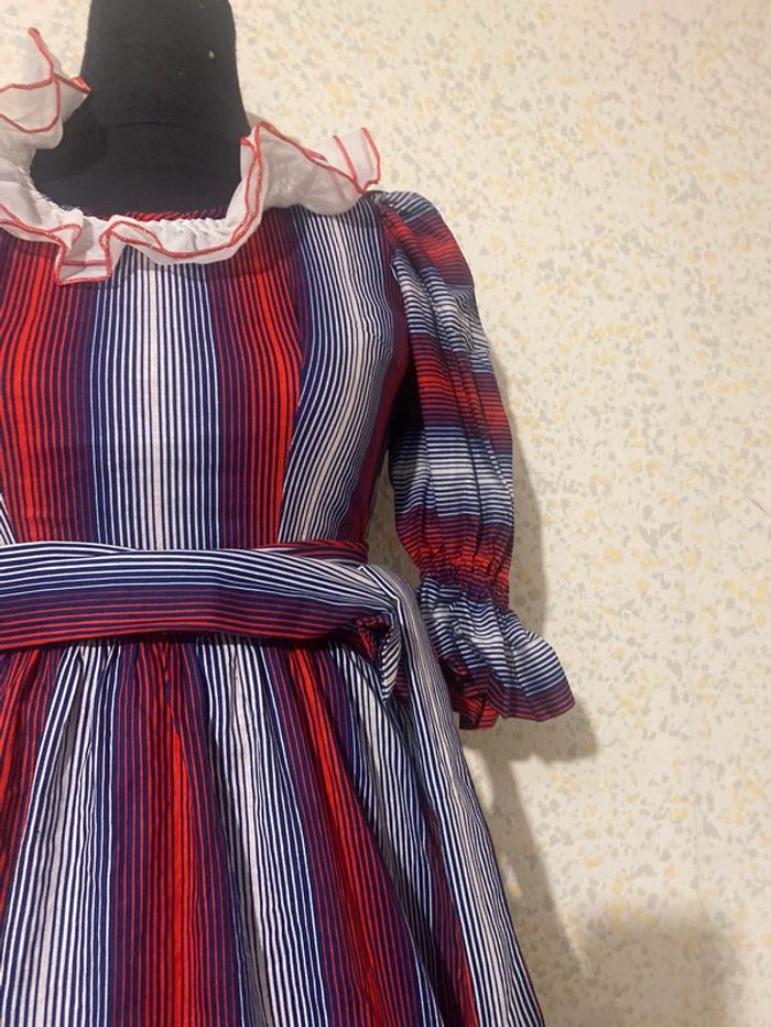 Magnifique robe vintage maxi prairie rayures volant petit 34 - photo numéro 4