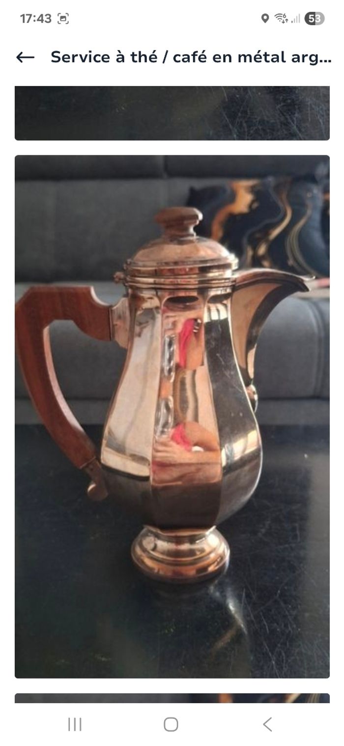 service à thé / café Art Déco  en métal argenté et bois - photo numéro 3