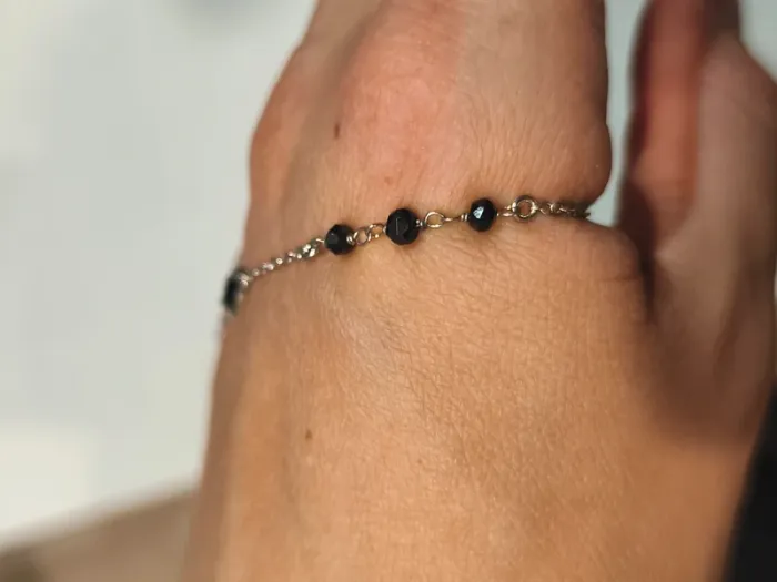 Bracelet en argent avec perles noires - photo numéro 3