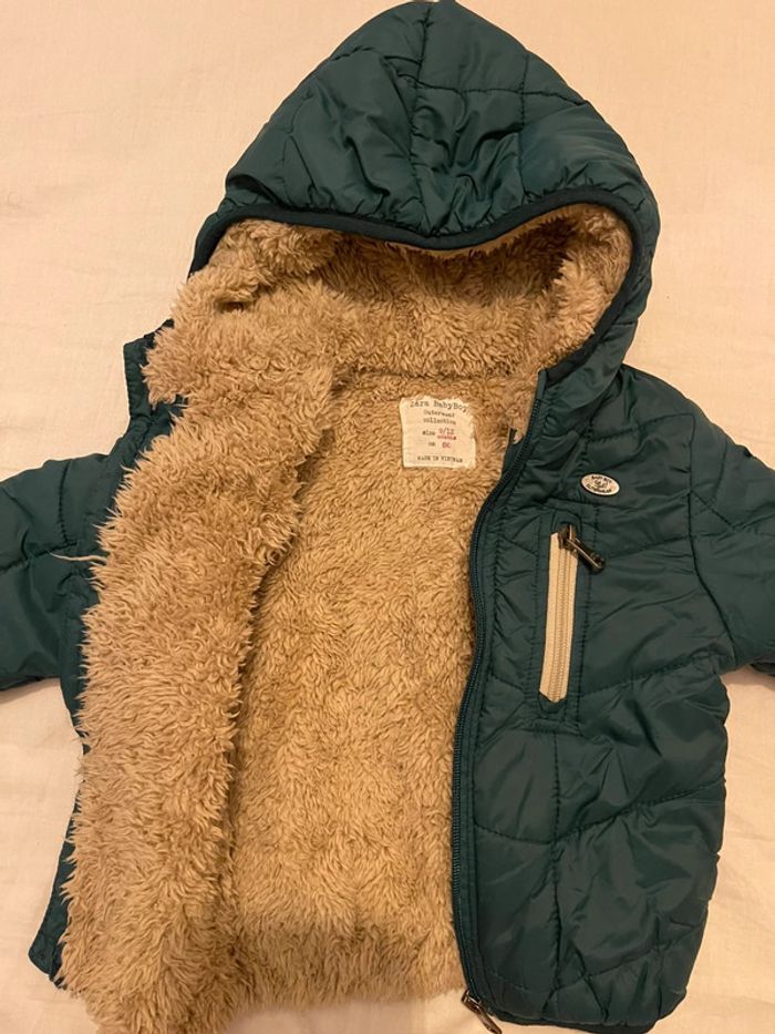Manteau fourré vert 9-12 mois 80cm - photo numéro 4