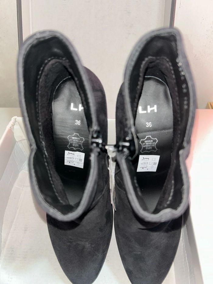 Bottines neuves noir cuir toucher velours nubuck - photo numéro 12