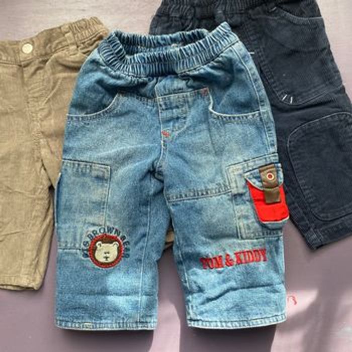 Lot 3 pantalons jeans 6 mois doublé ou velours pour hiver et être au chaud - photo numéro 2