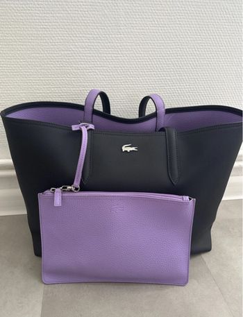 Sac cabas Lacoste bleu marine (intérieur violet)
