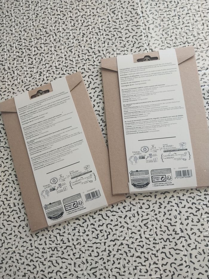 Tissus emballage alimentaire réutilisable Birambeau (neuf) lot de 2 - photo numéro 3