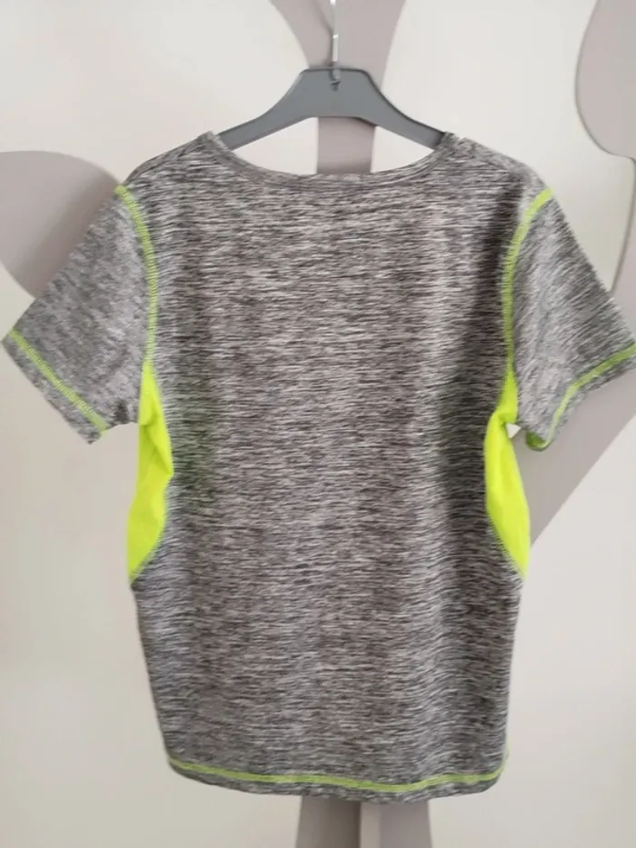 Ensemble short tee-shirt gris et jaune Shialy taille 12 ans - photo numéro 3