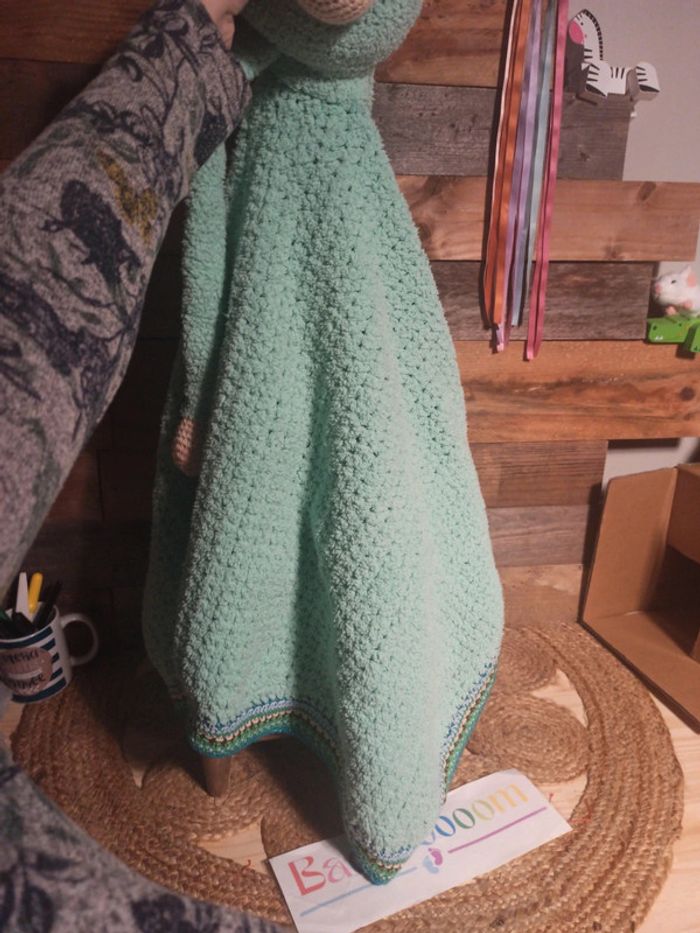 peluche plaid singe tricot fait main tbe - photo numéro 3