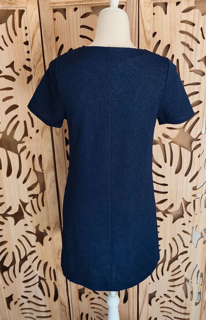Mini-robe bleu marine à motif floral en relief Taille S Atmosphère - photo numéro 4