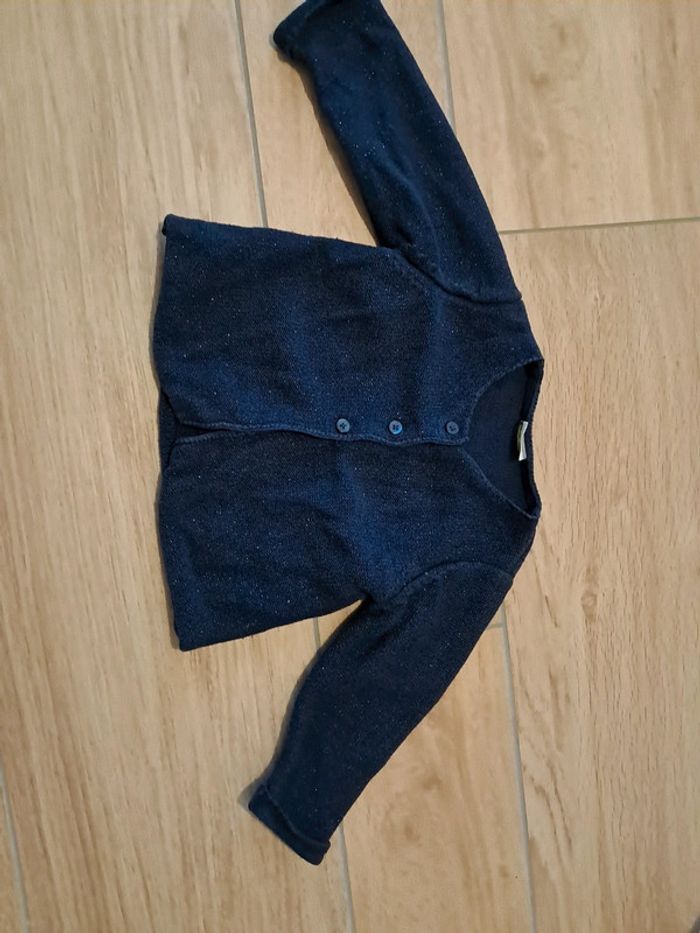 Gilet boutons paillettes bleu marine 18 mois - photo numéro 5