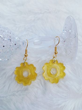 Boucles d'oreilles fleurs jaunes 