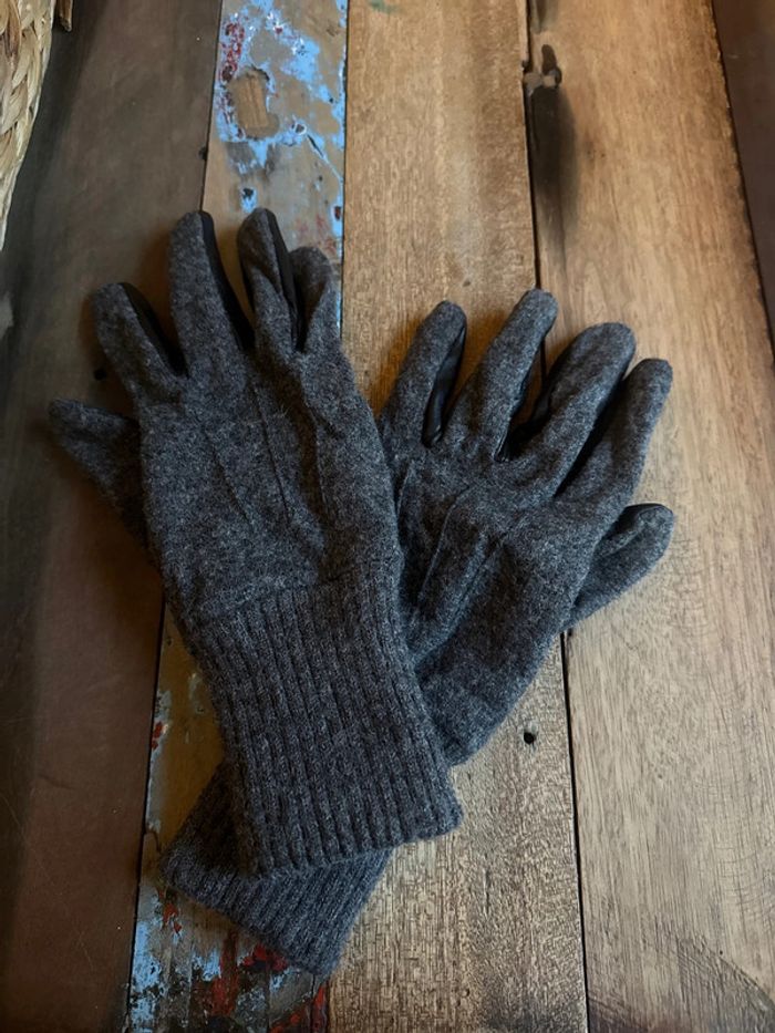 Gant laine paume cuir