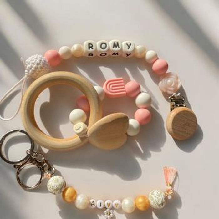 Attache tétine personnalisé coffret naissance