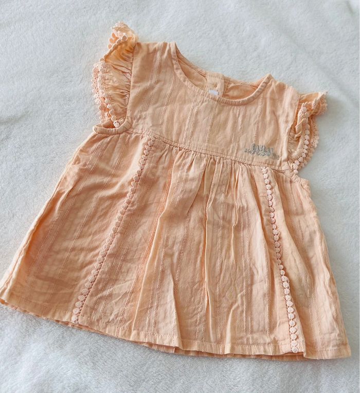 Chemise / tee shirt manche courte Lulu Castagnette 18 mois orange clair