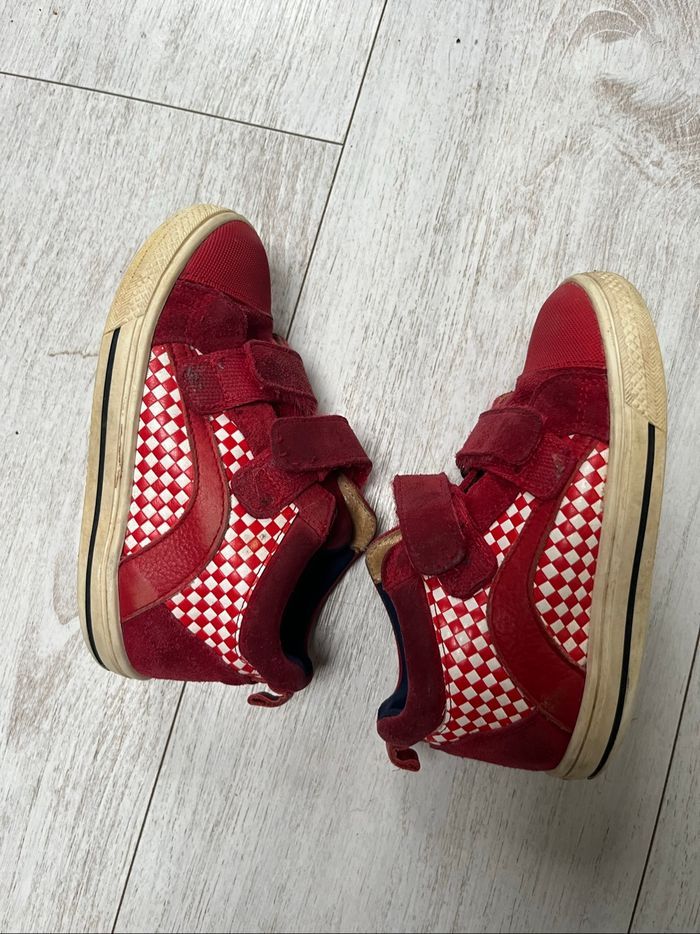 Baskets montantes à scratch rouges à motifs  taille 26  Acebo’s Cuir et daim - photo numéro 3