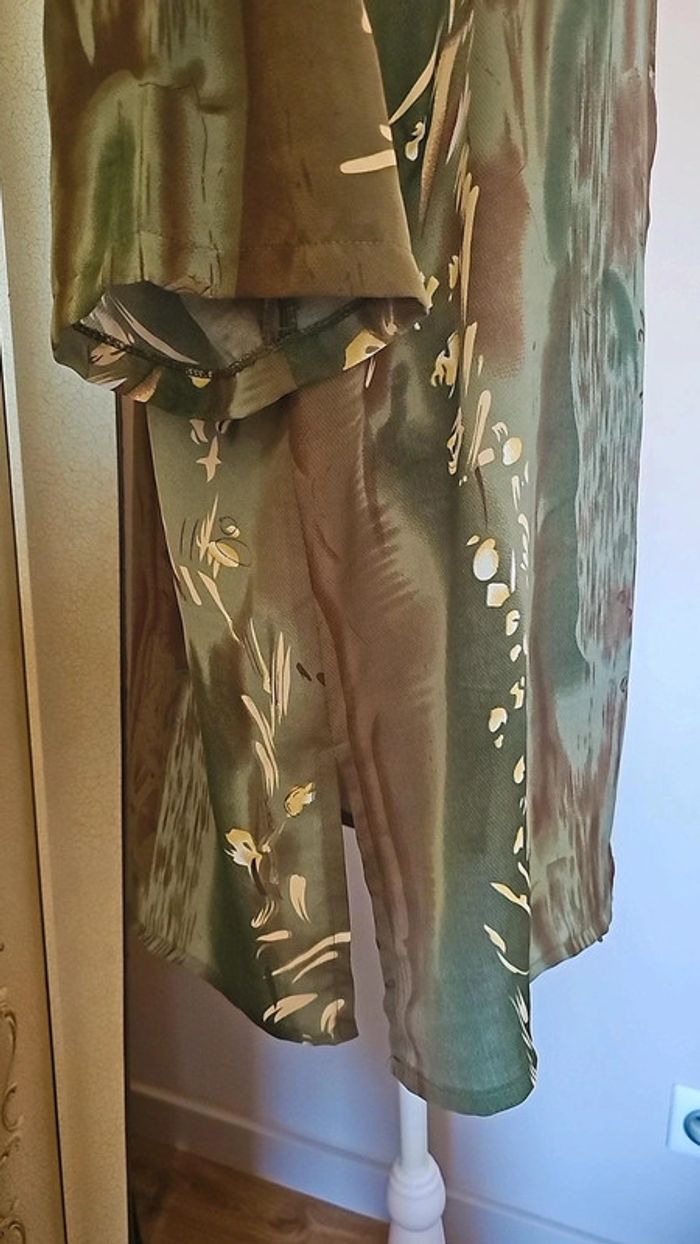 Blouse vintage kaki marron fluide avec deux boutons - photo numéro 3