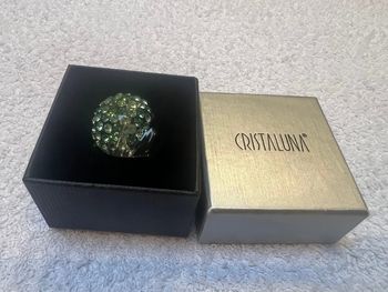 Bague cristaluna bombata cristal acrylique transparent swarovski vert neuf 100 500 g2