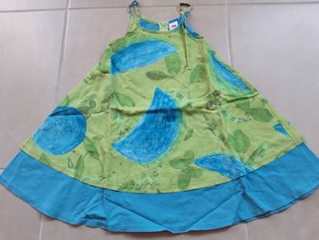 Robe été 3POMMES vert bleu 6 ans TBE