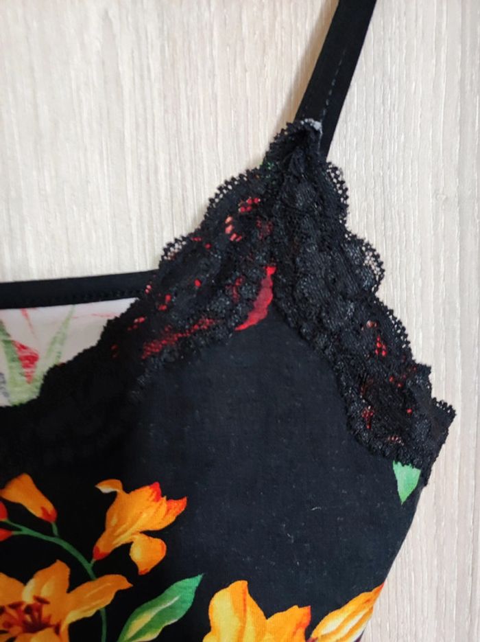 Debardeur noir imprimé fleurs & dentelle 36 - photo numéro 4