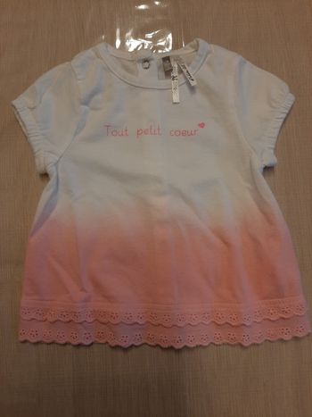 T-shirt manche courte Orchestra 3 mois blanc et rose