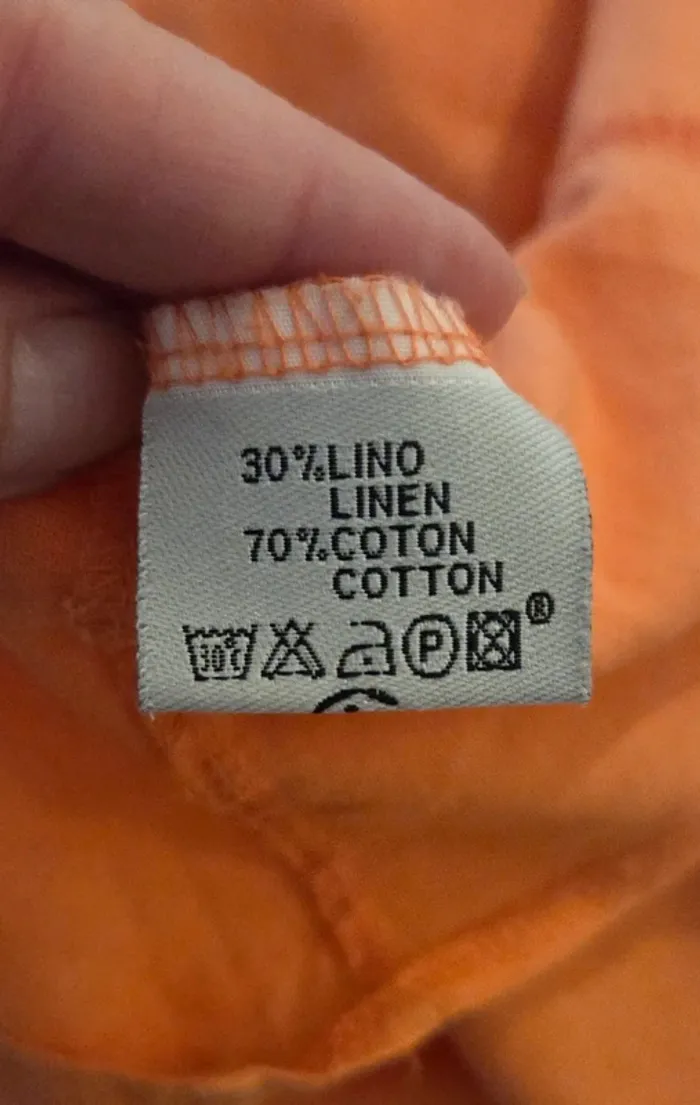 Blouse tunique CC Collection orange en lin coton taille L - photo numéro 11