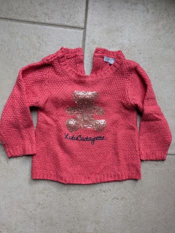 Pull rose fille sequins 18 mois