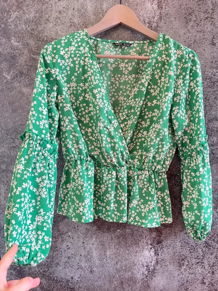Blouse fleurie femme Shein taille S Blusa floral mujer Blusa floreale donna Blumenbluse Damen
