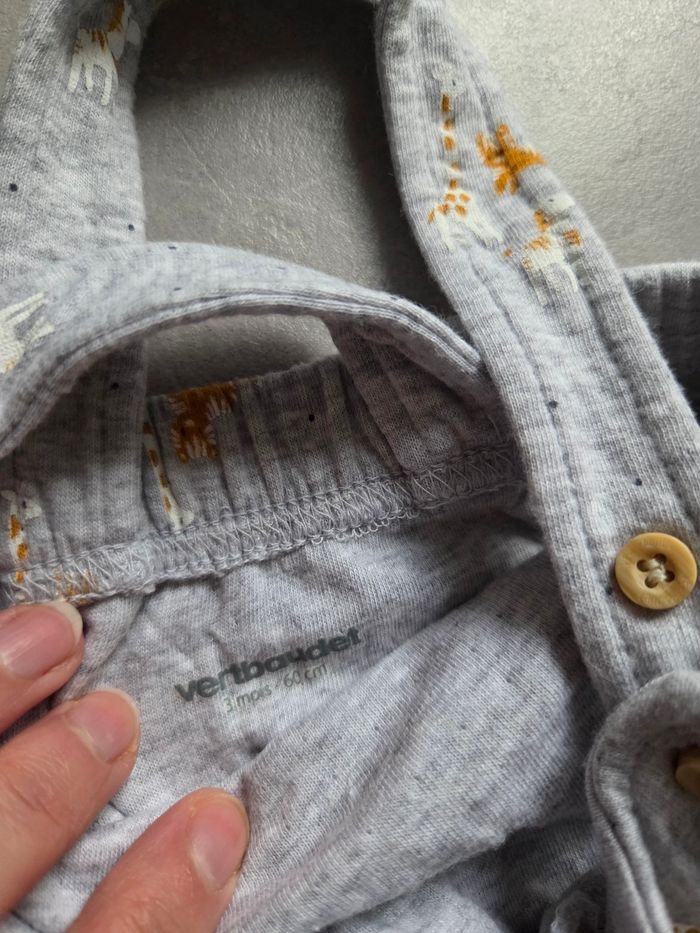 Ensemble salopette + bodie ML vertbaudet 3mois - photo numéro 6