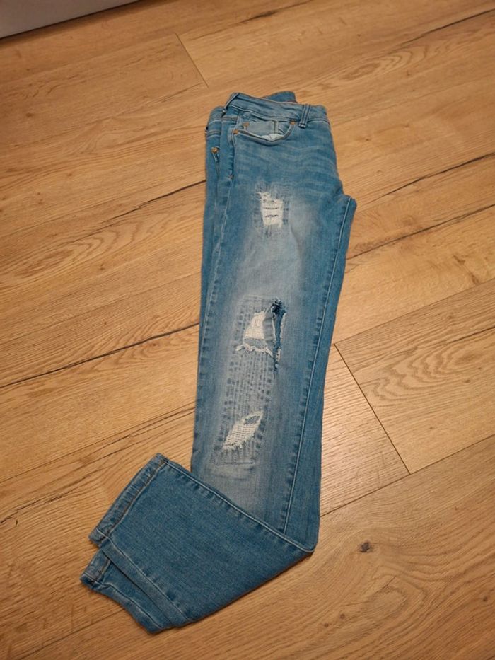 Jean troué bleu clair femme / fille taille 16 ans ( 176 ) - photo numéro 5