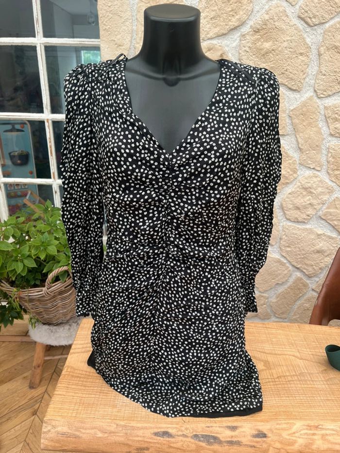 Robe noire et blanChe à fleurs mango taille L 40 femme - photo numéro 6