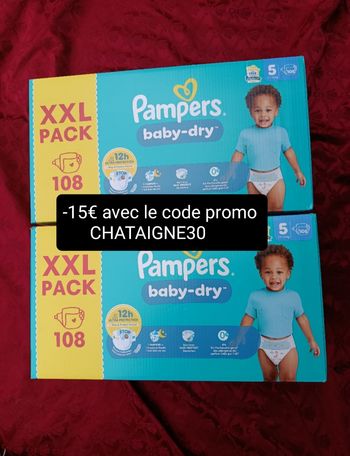 2 cartons de couches Pampers baby-dry T5 taille 5 XXL