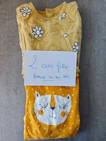Lot 2 pyjamas en coton jaune