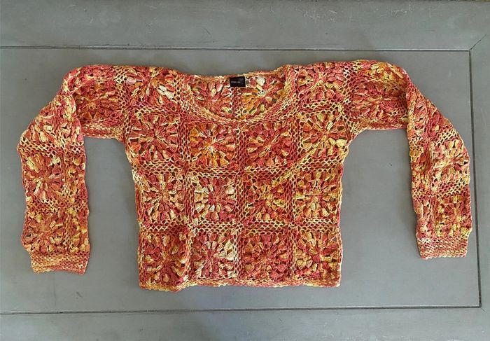 Pull Palme en maille crochet taille S - photo numéro 9