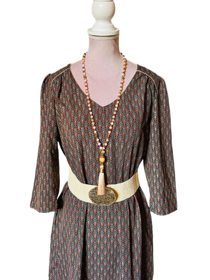 🧡🍂Robe tunique vintage bohème dorée M/38 Boho chic oriental vibes tunic dress🍂🧡 - photo numéro 4