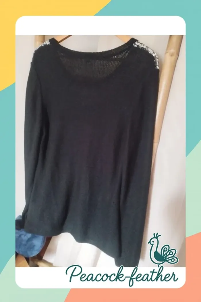 Pull noir gris T5 femme - photo numéro 5