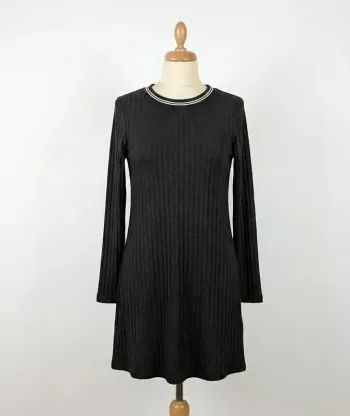 Robe noire côtelée manches longues - H&M Divided