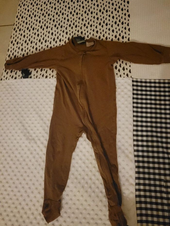 Pyjama coton léger marron à fermeture éclair – Taille 92 cm – Marque H&M