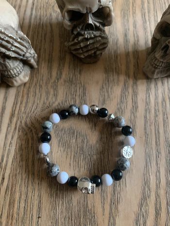Bracelet skull acier tricolore