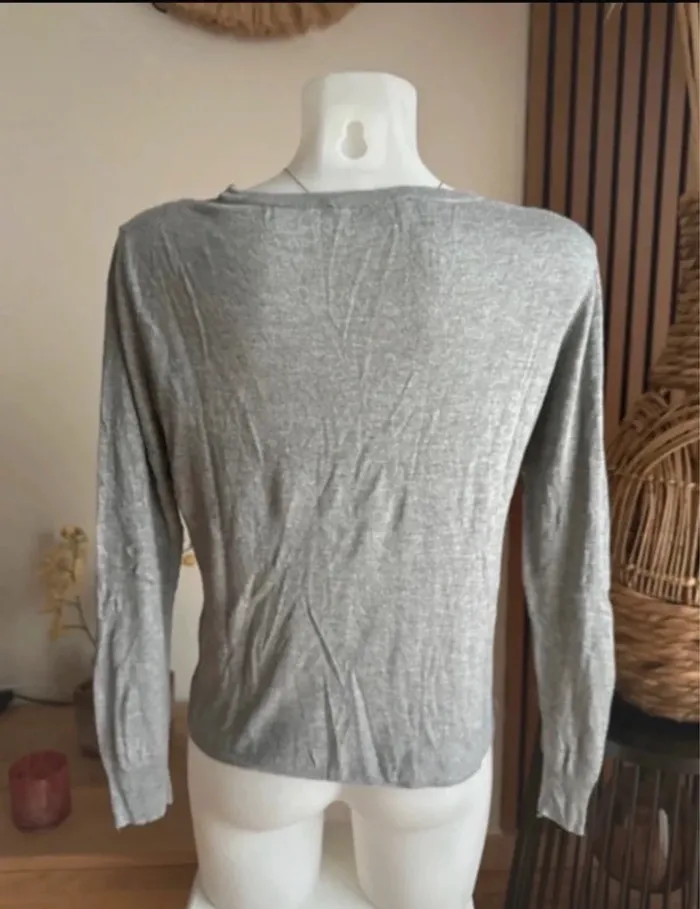 Pull gris soie et cachemire - photo numéro 4